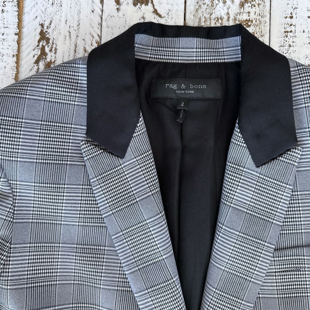 Rag & Bone - Rylie Glen Plaid Grosgrain Trim Blazer, Size 2